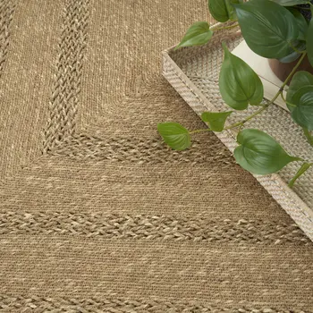 4' X 6' Natural And Brown Handmade Indoor Outdoor Area Rug