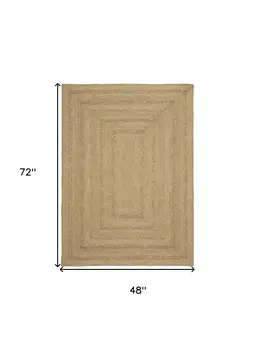 4' X 6' Natural And Brown Handmade Indoor Outdoor Area Rug