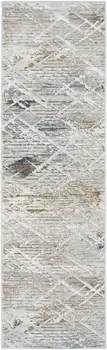 8' Ivory Black and Gray Abstract Non Skid Runner Rug