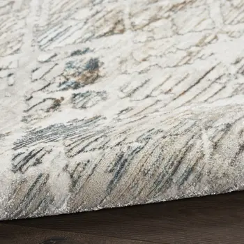 4' X 6' Ivory Black and Gray Abstract Non Skid Area Rug
