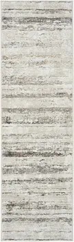 8' Cream and Gray Abstract Non Skid Runner Rug