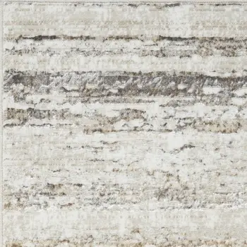 8' Cream and Gray Abstract Non Skid Runner Rug