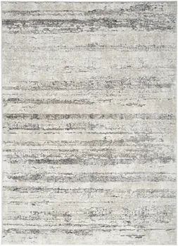 4' X 6' Cream and Gray Abstract Non Skid Area Rug
