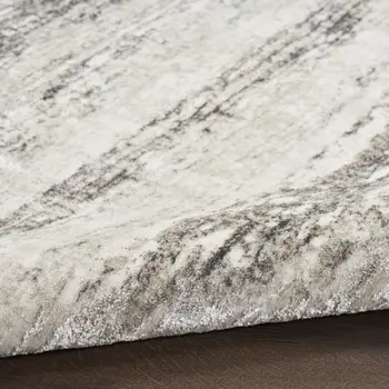 4' X 6' Cream and Gray Abstract Non Skid Area Rug
