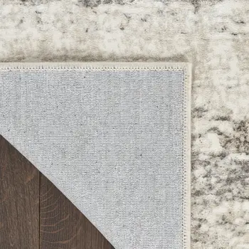 4' X 6' Cream and Gray Abstract Non Skid Area Rug