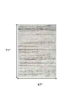 4' X 6' Cream and Gray Abstract Non Skid Area Rug