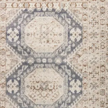 8' Ivory Silver and Gray Abstract Non Skid Runner Rug