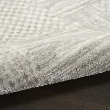 8' Ivory Silver and Gray Abstract Non Skid Runner Rug
