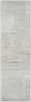 8' Ivory Silver and Gray Abstract Non Skid Runner Rug