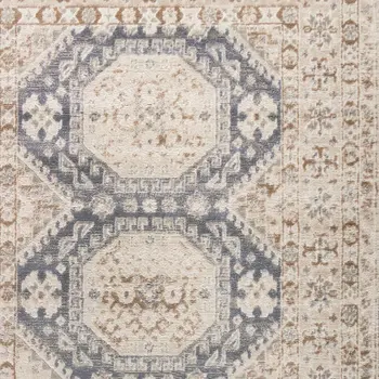 8' Ivory Silver and Gray Abstract Non Skid Runner Rug