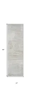 8' Ivory Silver and Gray Abstract Non Skid Runner Rug