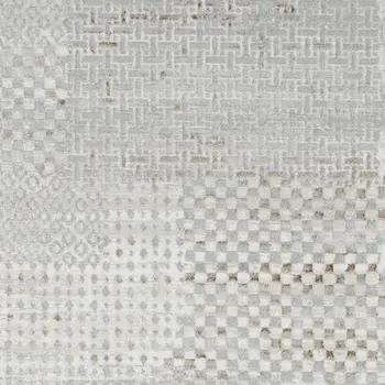 8' Ivory Silver and Gray Abstract Non Skid Runner Rug