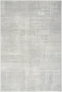 4' X 6' Ivory Silver and Gray Abstract Non Skid Area Rug