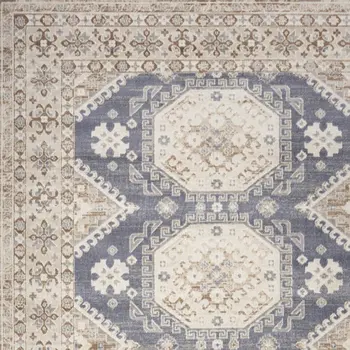 4' X 6' Ivory Silver and Gray Abstract Non Skid Area Rug