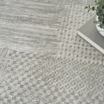 4' X 6' Ivory Silver and Gray Abstract Non Skid Area Rug