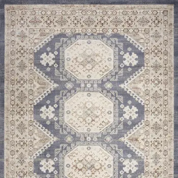 4' X 6' Ivory Silver and Gray Abstract Non Skid Area Rug