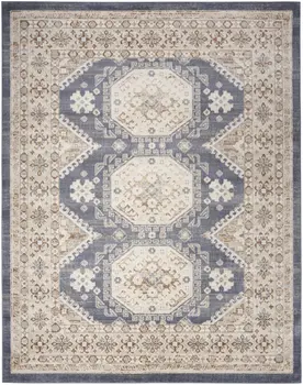 4' X 6' Ivory Silver and Gray Abstract Non Skid Area Rug
