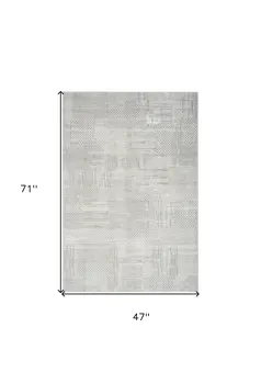 4' X 6' Ivory Silver and Gray Abstract Non Skid Area Rug