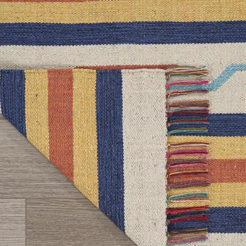 8' X 10' Ivory Southwestern Handmade Area Rug With Fringe