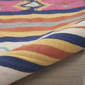 8' X 10' Ivory Southwestern Handmade Area Rug With Fringe