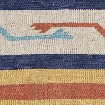 8' Ivory Southwestern Handmade Runner Rug With Fringe