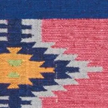 5' X 7' Gray and Red Southwestern Handmade Area Rug With Fringe