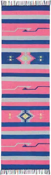 4' X 6' Gray and Red Southwestern Handmade Area Rug With Fringe