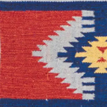 7' X 10' Orange and Red Southwestern Handmade Area Rug With Fringe