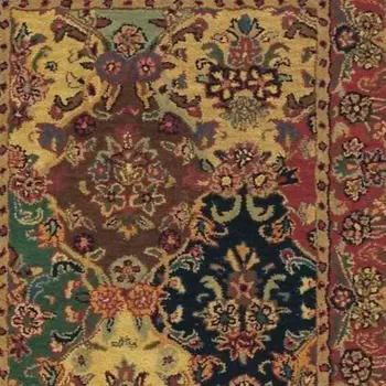 5' X 8' Tan Black and Red Wool Floral Area Rug