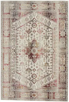 4' X 6' Ivory Red And Orange Floral Distressed Area Rug