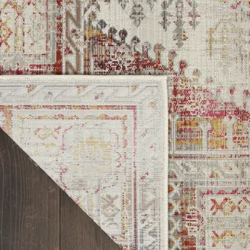 4' X 6' Ivory Red And Orange Floral Distressed Area Rug