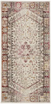 2' X 4' Ivory Red And Orange Floral Distressed Area Rug