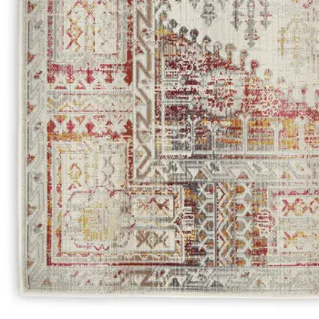 2' X 4' Ivory Red And Orange Floral Distressed Area Rug