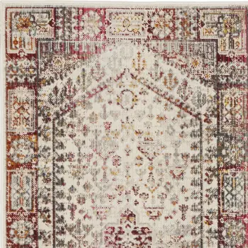 2' X 4' Ivory Red And Orange Floral Distressed Area Rug