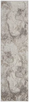 8' Ivory and Gray Abstract Non Skid Runner Rug