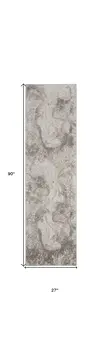 8' Ivory and Gray Abstract Non Skid Runner Rug