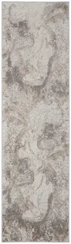 8' Ivory and Gray Abstract Non Skid Runner Rug