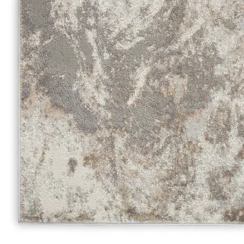 4' X 6' Ivory and Gray Abstract Non Skid Area Rug