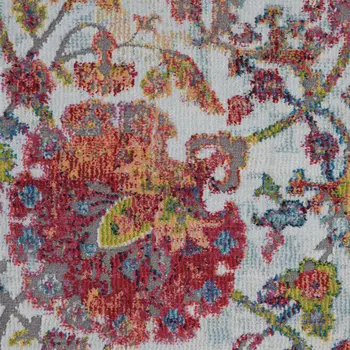 2' X 4' Ivory Gray and Orange Floral Distressed Non Skid Area Rug