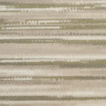 7' Ivory Green and Gray Striped Runner Rug