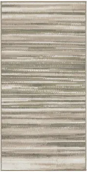 2' X 4' Ivory Green and Gray Striped Area Rug