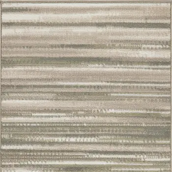 2' X 4' Ivory Green and Gray Striped Area Rug