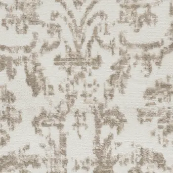 2' X 4' Beige and Ivory Damask Distressed Area Rug