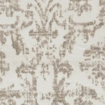 2' X 4' Beige and Ivory Damask Distressed Area Rug
