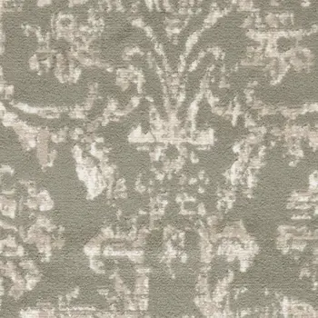 2' X 4' Olive Green and Ivory Damask Distressed Area Rug