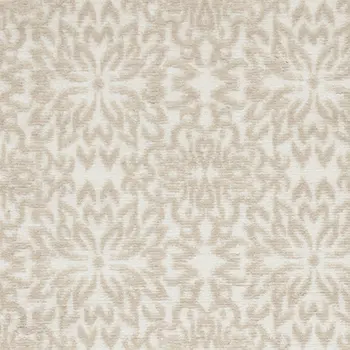 7' Beige and Ivory Floral Runner Rug