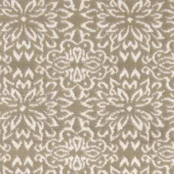 7' Taupe and Ivory Floral Runner Rug