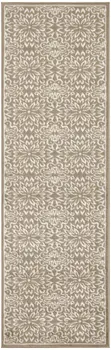 7' Taupe and Ivory Floral Runner Rug