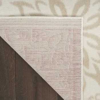 2' X 4' Beige and Ivory Floral Area Rug