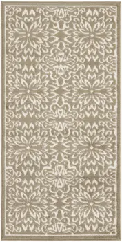 2' X 4' Taupe and Ivory Floral Area Rug